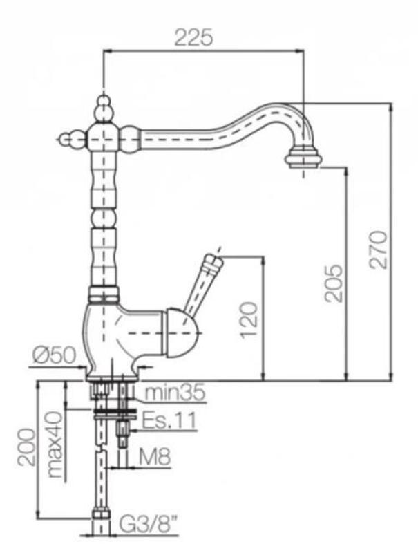 PB Носталгичен кухненски смесител с бяла ръкохватка, неръждаема стомана 1208952878