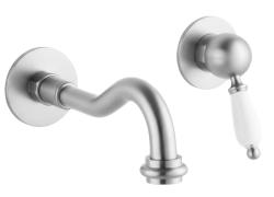 PB носталгичен вграден смесител за умивалник с винтидж изпускателен тръбопровод 21cm от неръждаема стомана