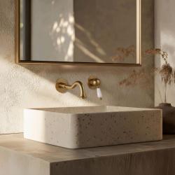 PB носталгичен вграден смесител за мивка Винтидж изпускател 21см Бронз