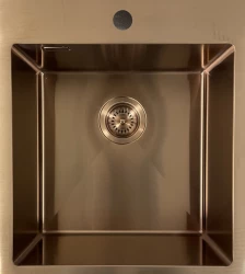 Ausmann Weser Иноксова мивка в меден цвят, PVD Copper 55x51, с отвор за смесител, монтаж под, над и на нивото на плота 080938
