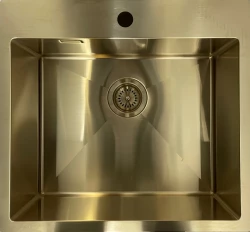 Ausmann Weser Иноксова мивка PVD Gold 55x51 с отвор за смесител, монтаж под, над и на нивото на плота 080884