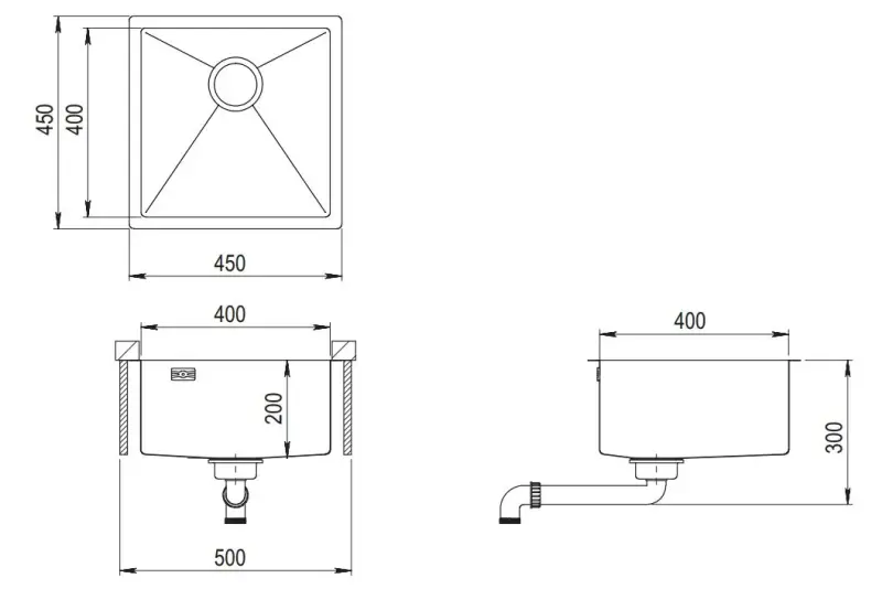 Ausmann Mosel неръждаема стомана мивка антрацит цвят PVD Gun Metal 40x40 подмонтирана плоска конструкция и надмонтирана 067106
