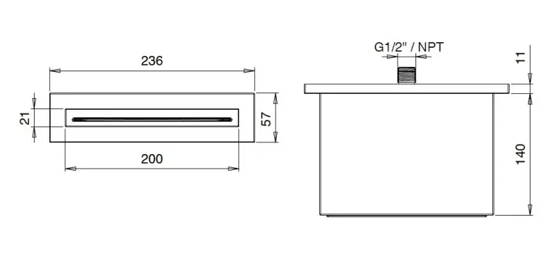 SB площад водопад изпускател мат черен