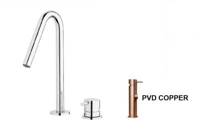 Waterevolution Flow 2-отворен смесител за умивалник с малък излив 120 mm PVD матиран месинг T112VCPE