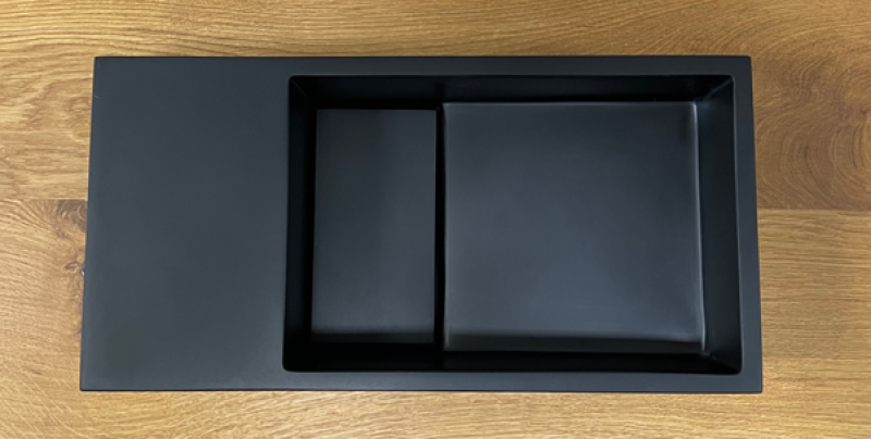 Solid-S Фонтан от твърда повърхност, 36x18x10 см, матово черно, с капак 1208953168