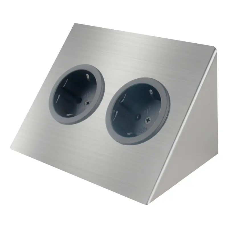 Indux Corner Енергиен стълб за хоризонтален монтаж с 2 контакта с заземен извод от неръждаема стомана 1208953211