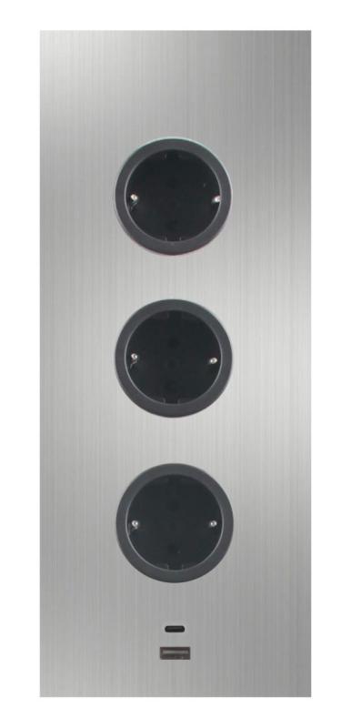 Indux Corner Енергиен стълб с 3 контакта, заземен и двойно USB-A&amp;C зарядно устройство, неръждаема стомана 1208953216