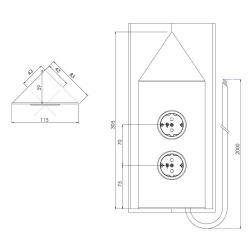 Indux Corner Енергиен стълб с 2 контакта Randaarde Ъгъл Черен 1208953221