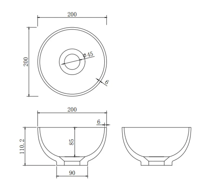 Умивалник Solid S, малък, от Solid Surface, кръгъл, 20 x 20 x 11 см, матово черно, 1208953268