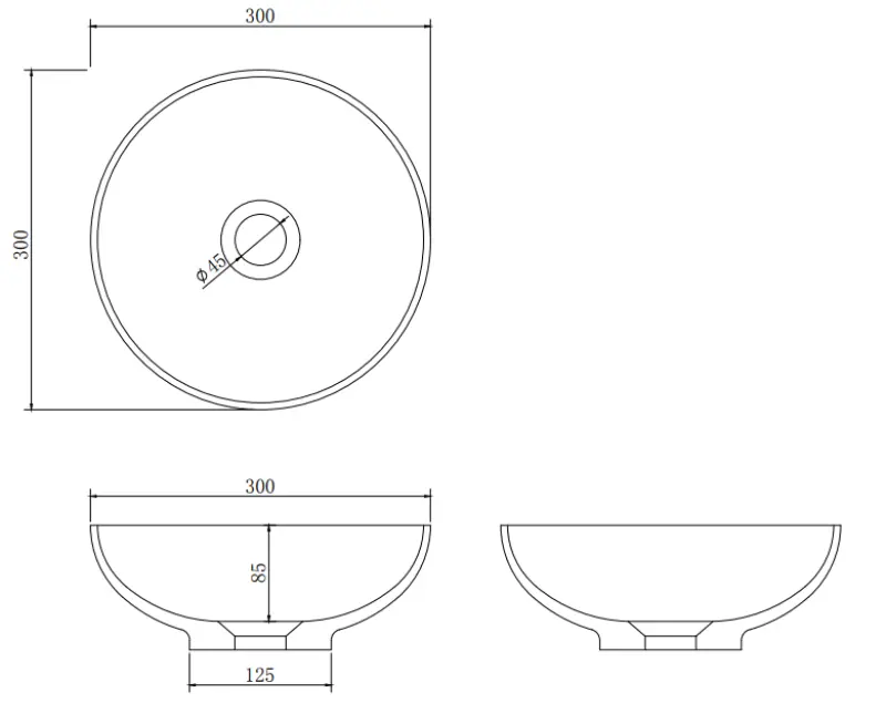Умивалник Solid S, малък, от Solid Surface, кръгъл, 30 x 30 x 11 см, матово бял, 1208953273