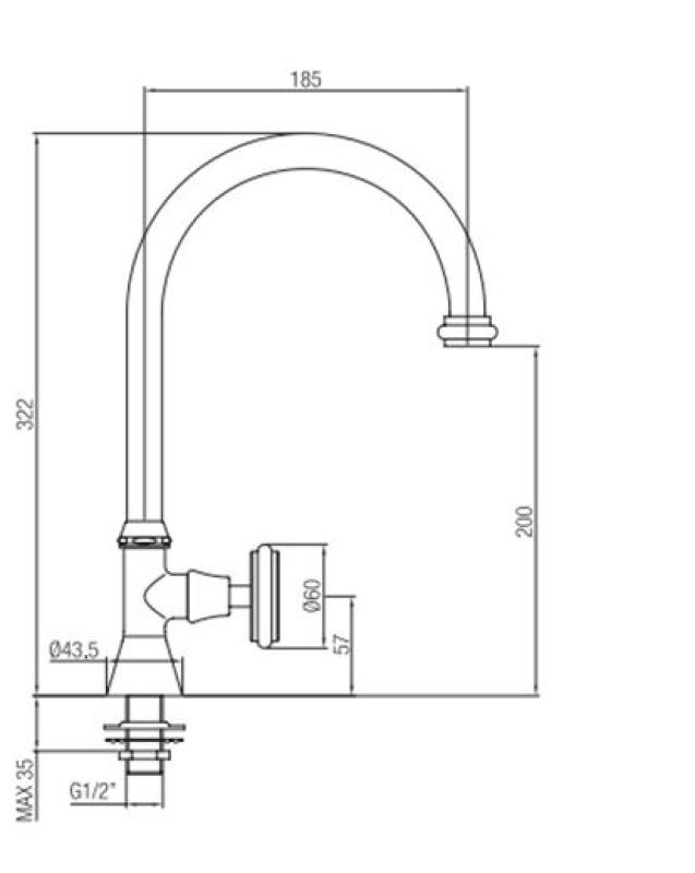 PB класически чешмичка за фонтан с бяла дръжка за студена вода с висок кръгъл изпускател от неръждаема стомана 1208953279