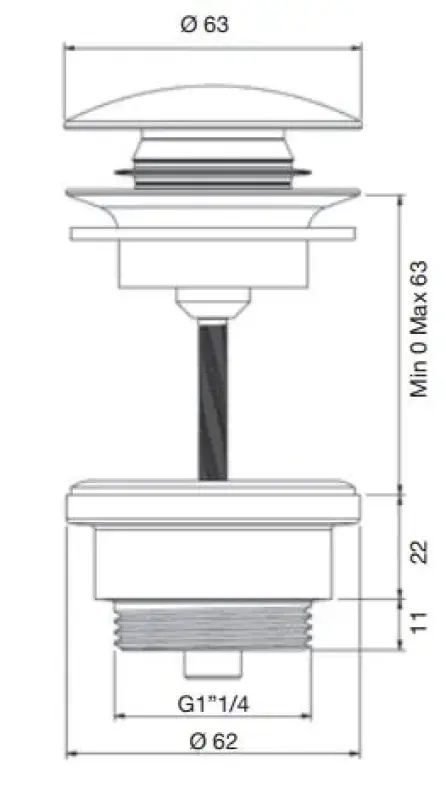 PB Unix сифон за мивка 1 1/4 със затварящ механизъм push up click clack бронз 1208953284