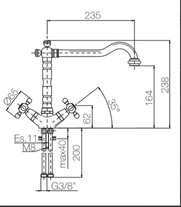 Носталгичен рустикален кухненски смесител V1910 матово черен 1208953461