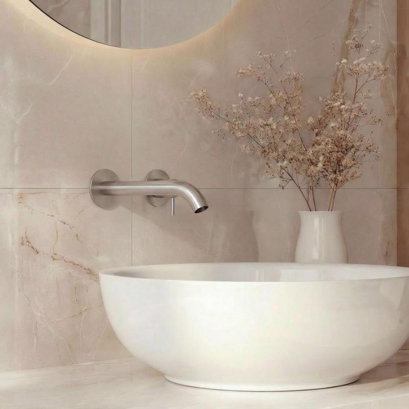 SB Round вграден смесител за умивалник от никел 162мм