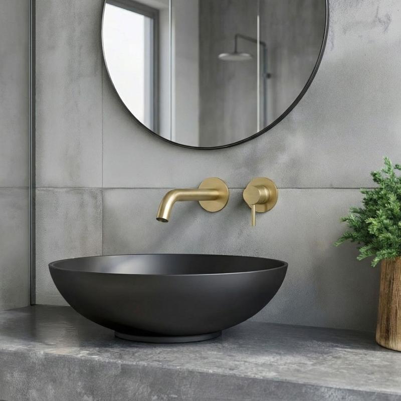 SB Round вграден смесител за умивалник от четкан месинг PVD 162mm