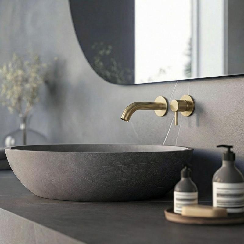 SB Round 316 вграден смесител за мивка от четкан месинг PVD 102mm