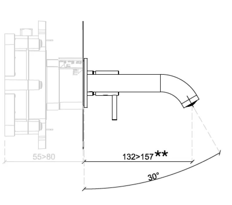 SB Вграден смесител за умивалник Round 316 Отполиран месинг PVD 132mm