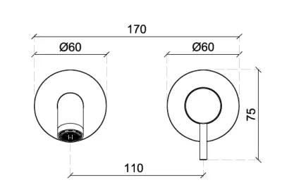 Вграден смесител за умивалник SB Round 316, Четкан месинг PVD 162mm