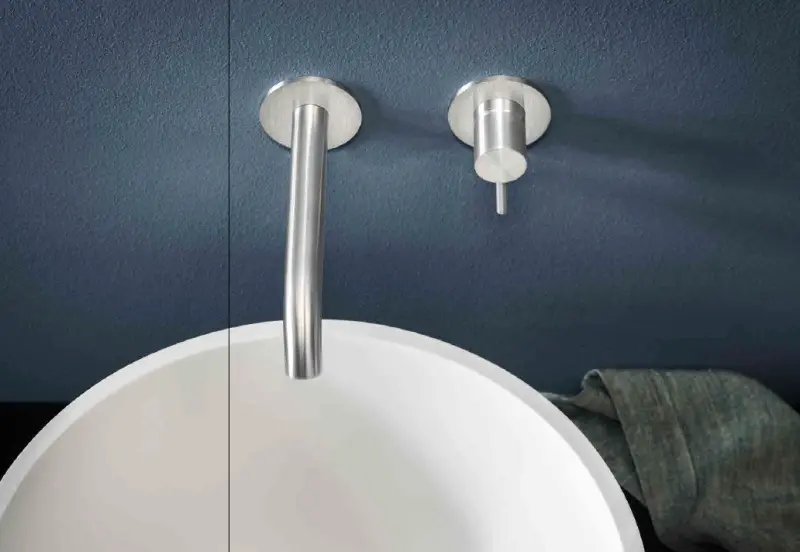 Вграден смесител за умивалник SB Round 316, Четкан месинг PVD 162mm