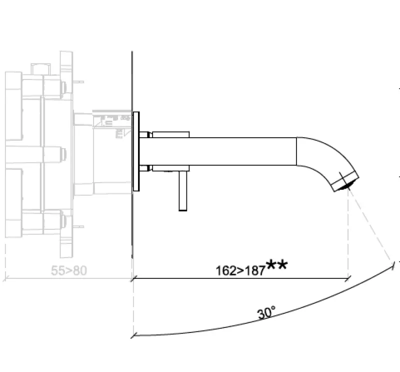 Вграден смесител за умивалник SB Round 316, Четкан месинг PVD 162mm