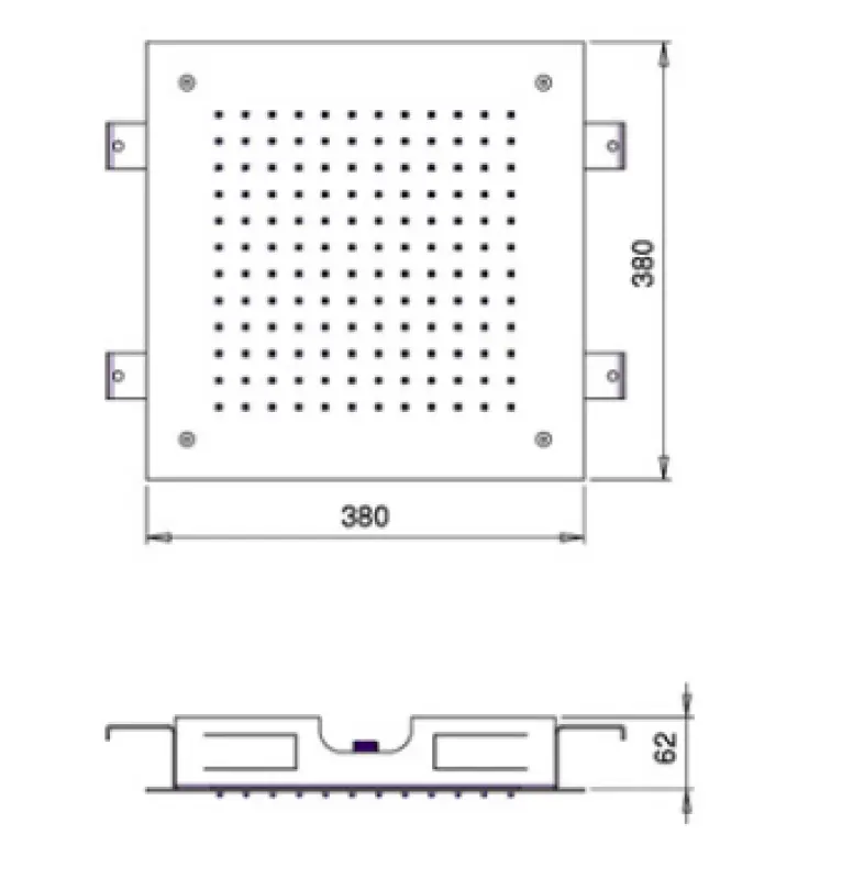 Вграден душ за дъжд SB Square 380x380mm Бронзово покритие PVD
