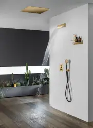 SB Square вграден душ за дъжд 500x500mm Четкан месинг PVD