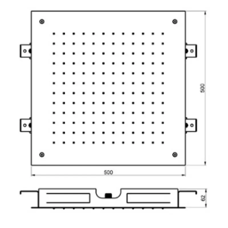SB Square вграден душ за дъжд 500x500mm Четкан месинг PVD