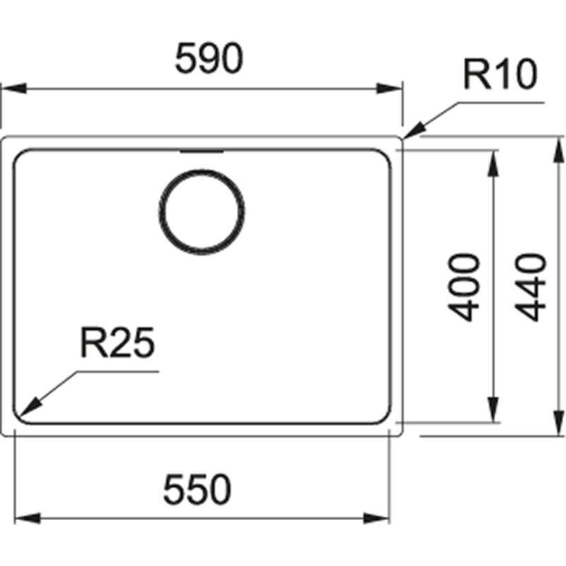 Franke Mythos MYX 110.55 Иноксова мивка 55x40cm, вграждане под плота 122.0638.200