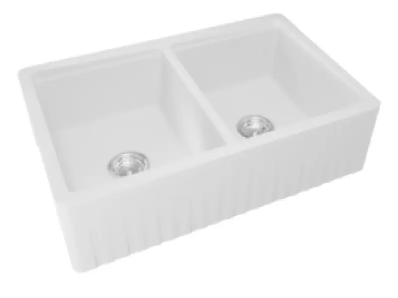 Гранитна мивка GraniteMy Tradition традиционна двойна мивка 2 страни от гранит 80x50cm бяла за монтаж на плот, под плот и вграден монтаж 1208953698