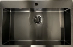 Ausmann Weser Голяма иноксова мивка в антрацит PVD Gun Metal 79x51 с отвор за смесител, монтаж под, над и на нивото на плота 067137