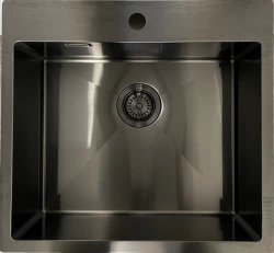 Ausmann Weser Иноксова мивка в антрацит PVD Gun Metal 55x51 с отвор за смесител, монтаж под, над и на нивото на плота 067144