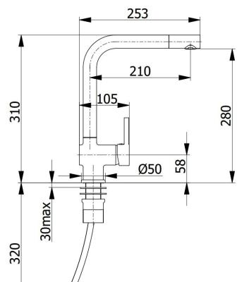 Ausmann Minta Кухненски смесител в матово черно с въртящ се чучур 1208953747
