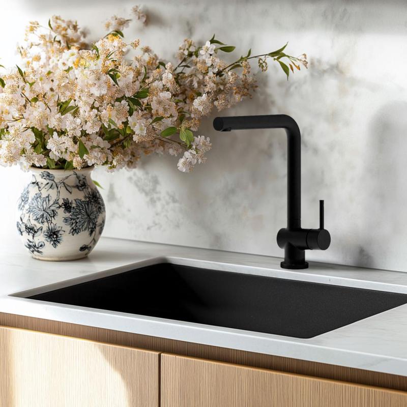 Ausmann Minta Кухненски смесител в матово черно с въртящ се чучур 1208953747