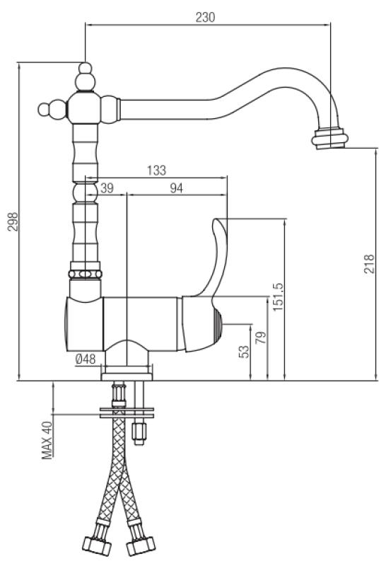 PB Vintage Носталгичен кухненски смесител, прозоречен смесител, сгъваем, бронз 1208953756