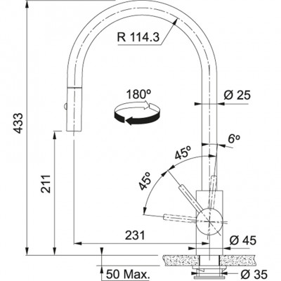 Franke Eos Neo Кухненски смесител с издърпваща се душ глава, pvd gun metal 115.0628.256