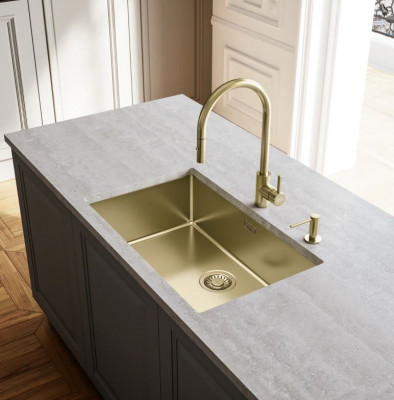 Franke Eos Neo Златен кухненски смесител с издърпващ се душ, pvd gold 115.0681.244