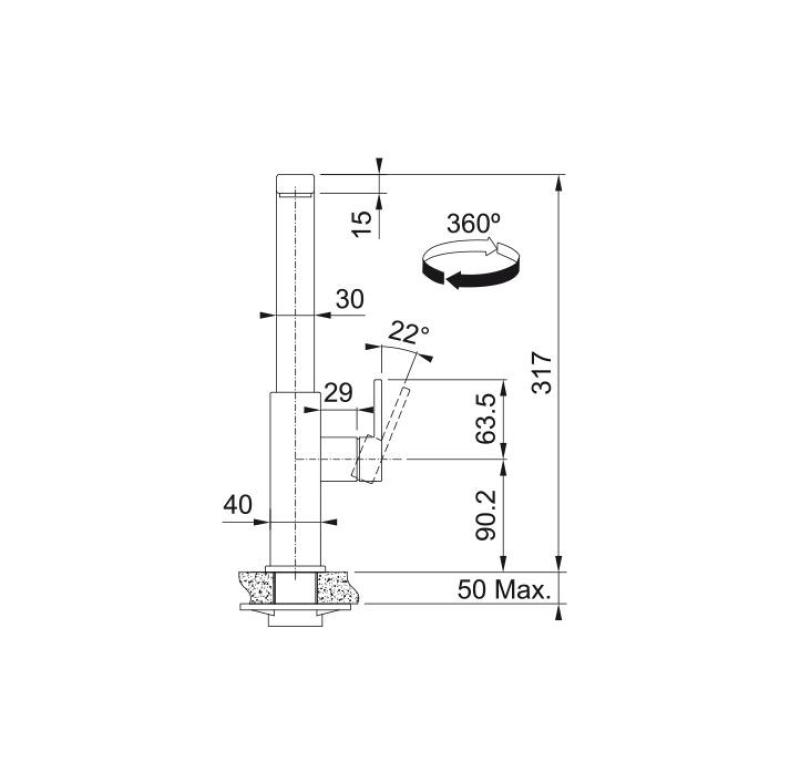Franke Mythos Кухненска батерия от неръждаема стомана с въртящ се чучур, inox 115.0547.852