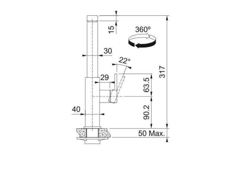 Franke Mythos Черна кухненска батерия  с въртящ се чучур 115.0550.441