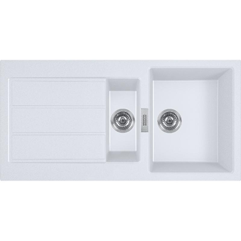 Franke Sirius 2 S2D 651 пластмасова 1,5 половинчата мивка с бял дренаж за повърхностен монтаж 100x50 143.0634.555