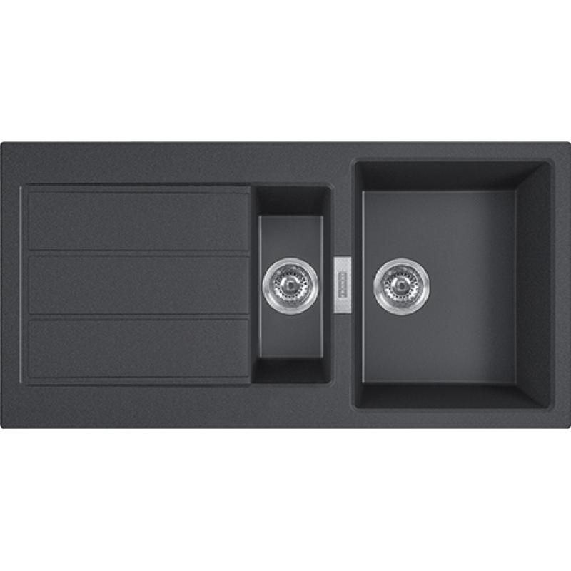 Franke Sirius 2 S2D 651 черна пластмаса 1,5 полуторен съдомиялник с отцеждаща постройка 100x50 143.0634.554
