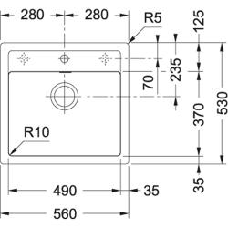 Franke Sirius 2 S2D 610.50 бял синтетичен мивка 56x53cm повърхностен монтаж с отвор за чешма 114.0568.052