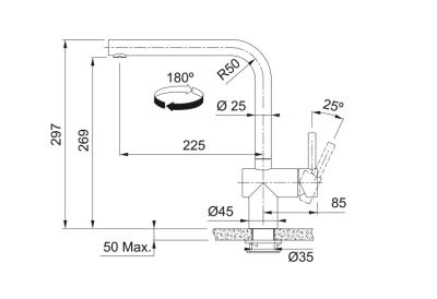 Franke Atlas Neo Сензорен кухненски смесител с въртящ се чучур, inox 115.0625.489