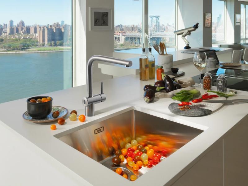 Franke Atlas Neo Сензорен кухненски смесител с въртящ се чучур, inox 115.0625.489