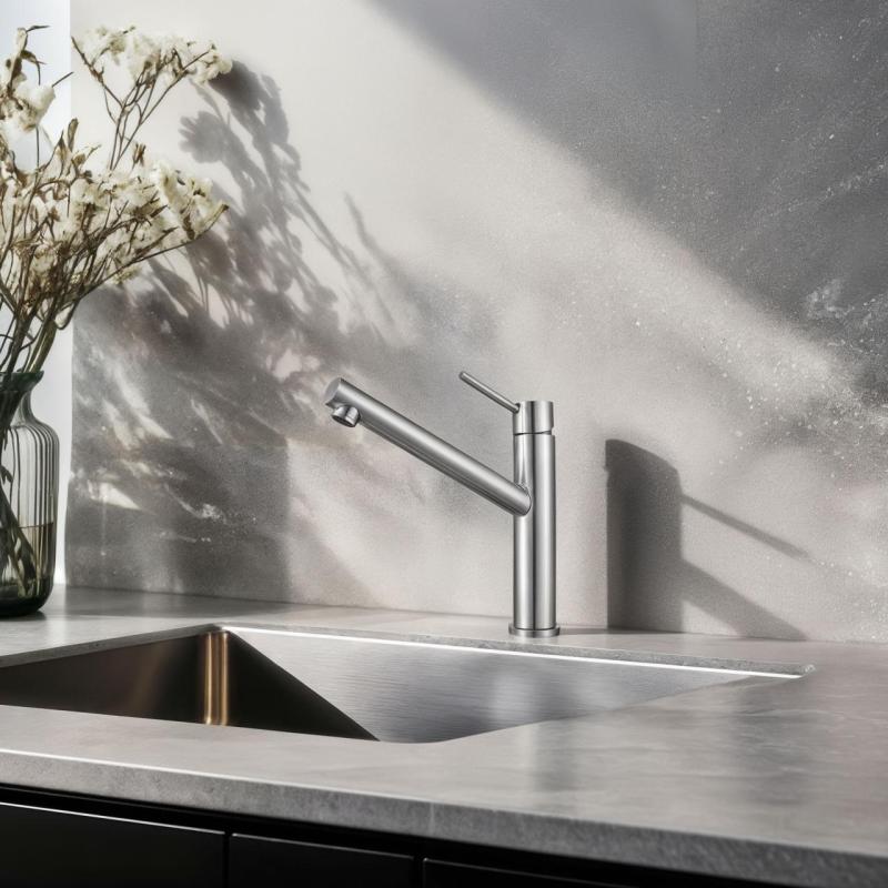 Franke Orbit Висок кухненски смесител от неръждаема стомана с въртящ се чучур, inox 115.0600.928