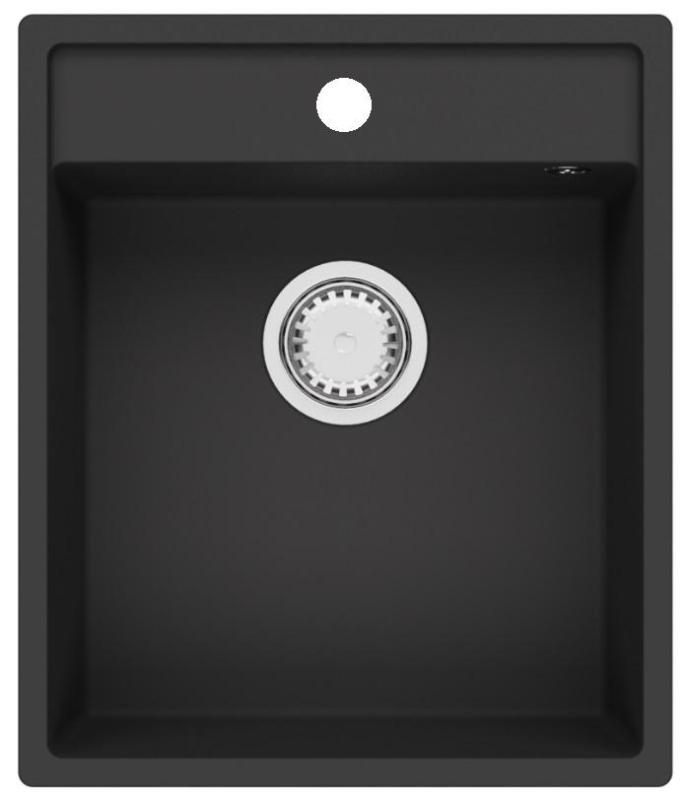 GranitМай Бремен Гранитна Мивка 44x52 см Черна – Надплот, Подплот и Равноплот с Плот за Смесител и Неръждаем Щепсел 1208953861