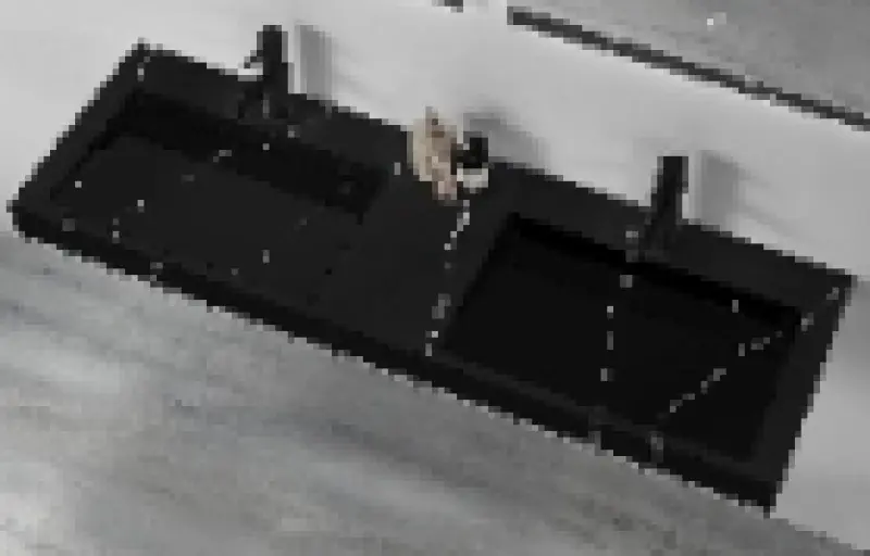 Солид-С мраморна двойна мивка от солиден материал, черен мрамор, мат, без отвор за смесител, със солиден капак B180xD45xH8 1208953889