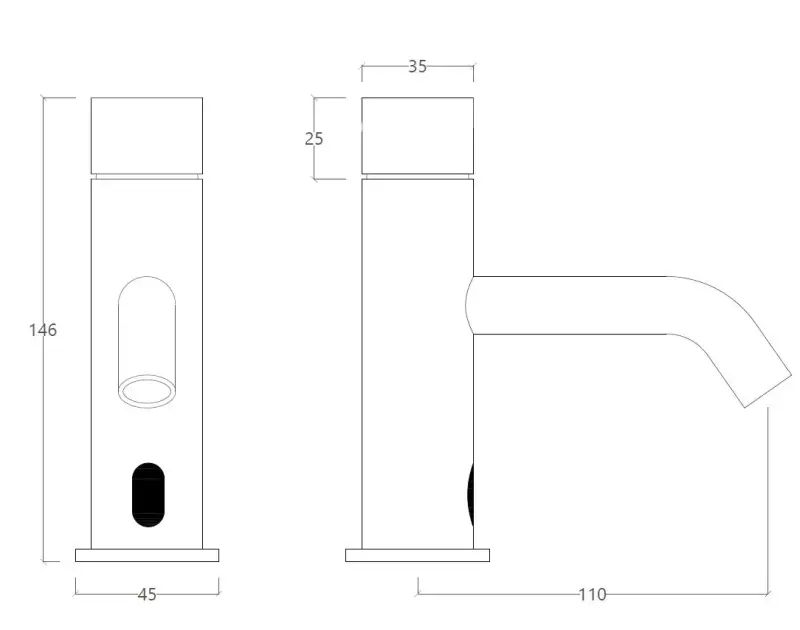 Waterevolution Flow електронна смесителна батерия за умивалник, инфрачервена, на батерии, хром T110EB01