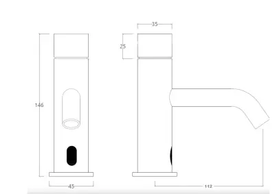 Waterevolution Flow електронен кран за умивалник с инфрачервен сензор на батерии Gun Metal T110GME