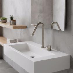 Waterevolution Flow 2-дупков мивков смесител изцяло от неръждаема стомана с малка V 120mm изход T1121VIE