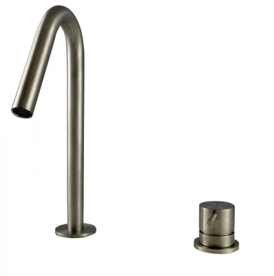 Waterevolution Flow 2-дупков мивков смесител изцяло от неръждаема стомана с малка V 120mm изход T1121VIE